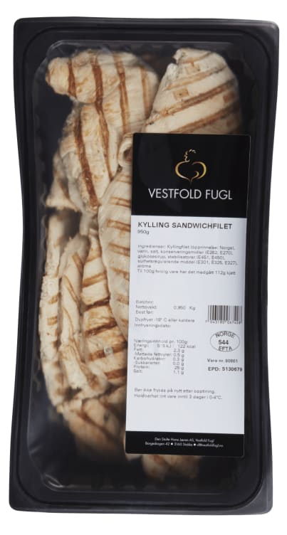 Kylling Sandwichfilet Grillet 3x950g Vestfold Fugl
