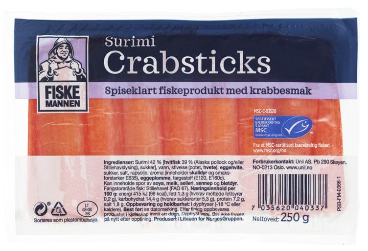 Crabsticks MSC 250g 20 pk(x)Fiskemannen