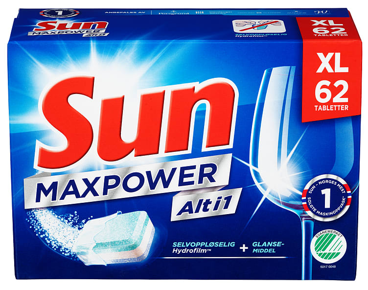 Sun oppvasktabelett maxpower 5x62 stk(x)