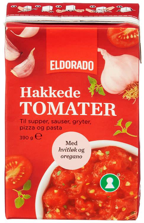 Tomater hakket m/Hvitløk 16x390gr Eldo(x)
